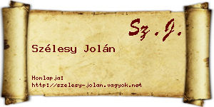Szélesy Jolán névjegykártya